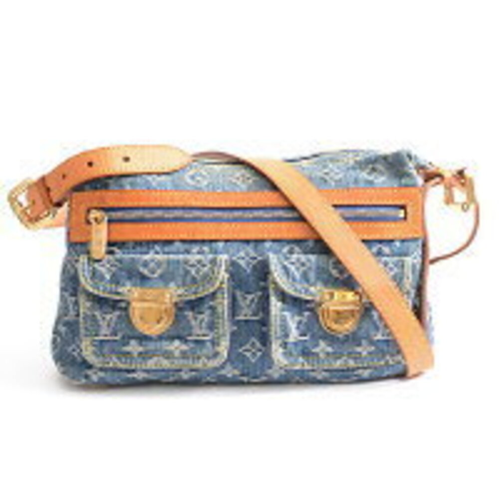 Louis Vuitton Monogram Denim Baggy Denim Shoulder Bag Blue
